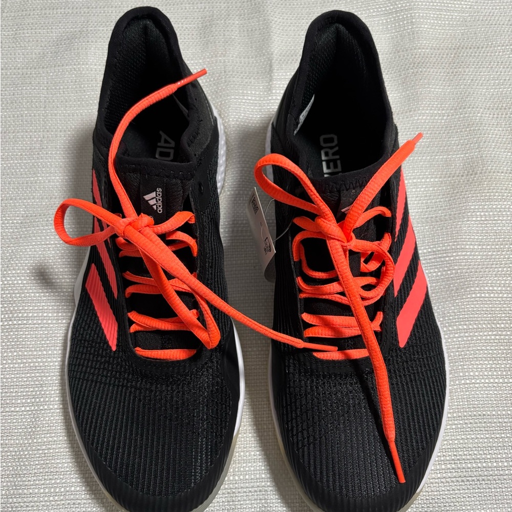 Adidas Men's Black and Neon Orange Athletic Shoes
